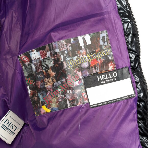 Moncler 8 Palm Angels Tim Black Shiny Logo-Patch Puffer - Picture 13 of 16